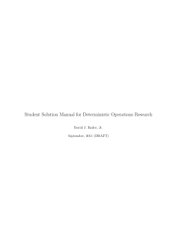 Student Solution Manual for Deterministic Operations Research