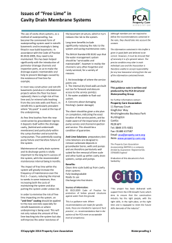 Issues of &ldquo;Free Lime&rdquo; in Cavity Drain Membrane Systems