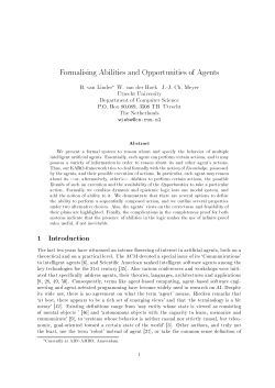 Formalising Abilities and Opportunities of Agents 1 Introduction