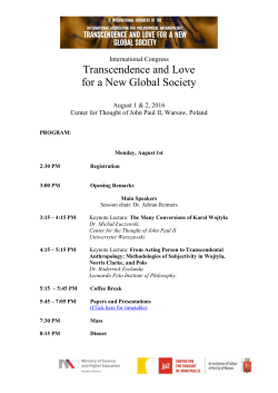 International Congress Transcendence and Love for a New Global