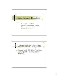Cognitive-Linguistic Disabilities Communication Disabilities