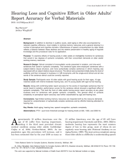 Hearing Loss and Cognitive Effort in Older Adults` Report Accuracy