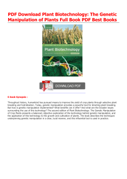 PDF Plant Biotechnology: The Genetic