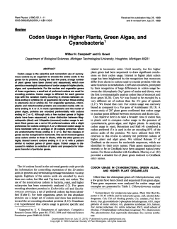 Codon Usage in Higher Plants, Green Algae, and