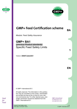 to GMP+ BA1 Specific Feed Safety Limits