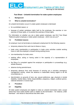 Unlawful Termination - Employment Law Centre of WA