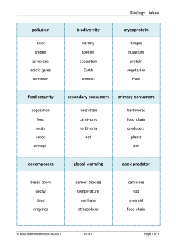 Ecology - taboo pollution biodiversity mycoprotein