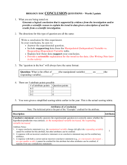 BIOLOGY EOC CONCLUSION QUESTIONS &ndash; Worth 2 points 1