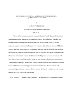 COMPARING FUNCTIONAL ASSESSMENT METHODOLOGIES: A