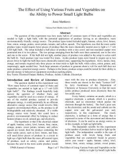 The Effect of Using Various Fruits and Vegetables on the Ability to