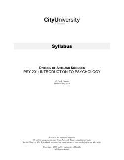 PSY 201 Introduction to Psychology