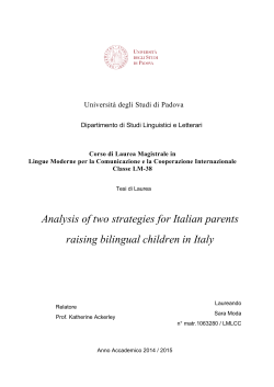 Analysis of two strategies for Italian parents raising