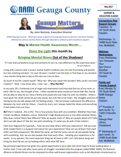 Shine the Light this month by Bringing Mental Illness Out of the