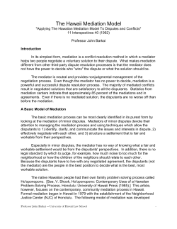 Hawaii Mediation Model Handout