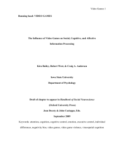 The influence of video games on social, cognitive, and affective