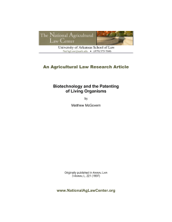 An Agricultural Law Research Article Biotechnology and the
