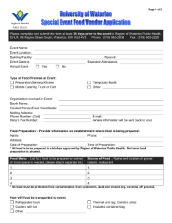 Special Events Food Vendor Application