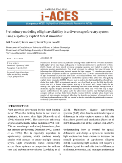 Preliminary modeling of light availability in a