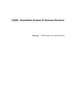 Quantitative Analysis for Business Decisions