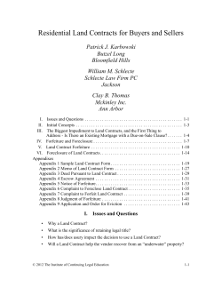 Residential Land Contracts for Buyers and Sellers