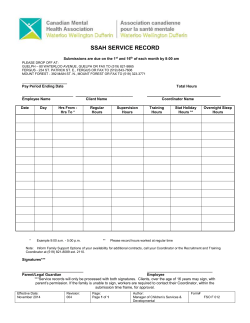 SSAH Service Record - CMHA Waterloo Wellington