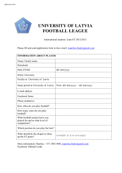 UNIVERSITY OF LATVIA FOOTBALL LEAGUE International student
