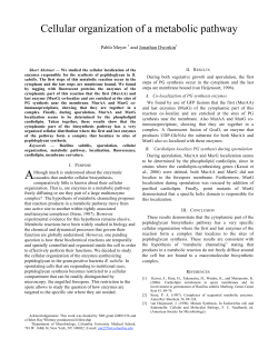 Cellular organization of a metabolic pathway - Q-bio
