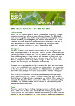 BBRO Advisory Bulletin No 5 - W/C 25th April 2015 Drilling update A