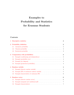 Examples to Probability and Statistics for Erasmus Students