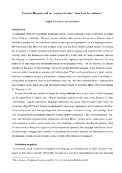 Cognitive Dynamics and the Language Sciences: Notes from the
