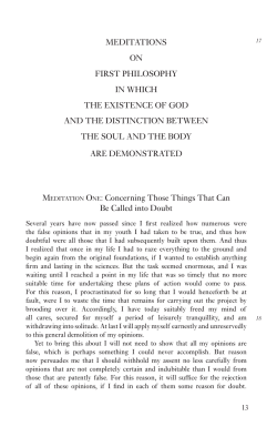 meditations on first philosophy in which the existence of god and the