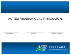 autism program quality indicators - Autism and Tertiary Behavior