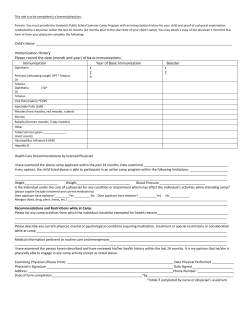 Immunization History Please record the date (month and year) of