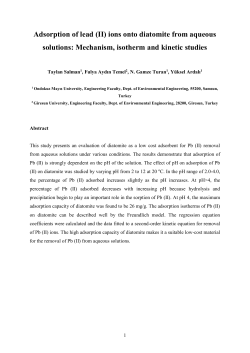 Adsorption of lead (II) ions onto diatomite from aqueous solution