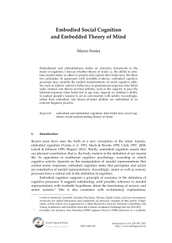 Embodied Social Cognition and Embedded Theory of Mind