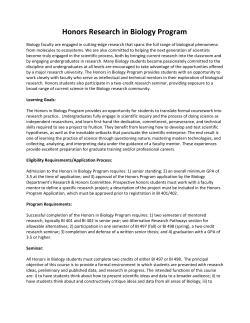 Honors Research in Biology Program