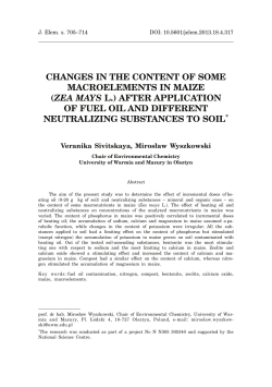 changes in the content of some macroelements in maize (zea mays l.)