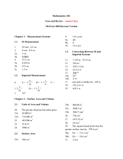 Mathematics 10C Year-end Review &ndash; Answer Key McGraw