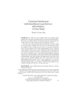 Customer Satisfaction with Interlibrary Loan Service