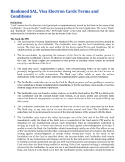 Bankmed SAL, Visa Electron Cards Terms and Conditions