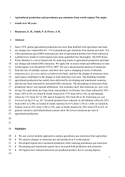 Agricultural production and greenhouse gas emissions from world