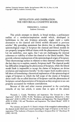 REVELATION AND INSPIRATION: THE HISTORICAL