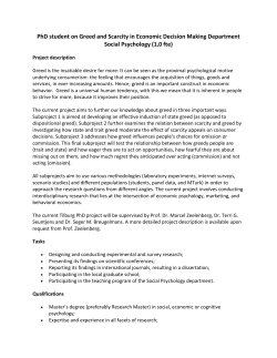 PhD student on Greed and Scarcity in Economic Decision Making