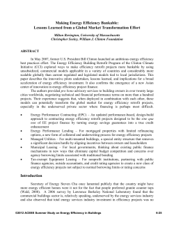 Making Energy Efficiency Bankable: Lessons Learned from