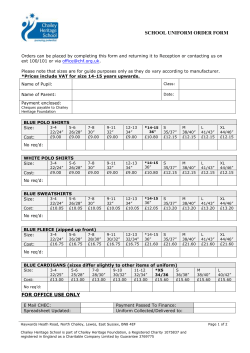 School Uniform Order Form - Chailey Heritage Foundation