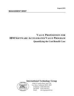 Quantifying the Cost/Benefit Case International Technology