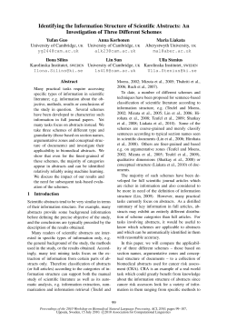 Identifying the Information Structure of Scientific Abstracts: An