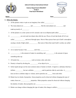 Zahrat Al-Sahraa International School Science Department 2016