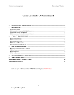 A Guideline for Master*s Project CNST6396