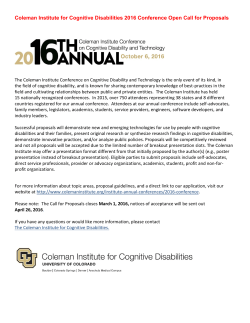 Coleman Institute for Cognitive Disabilities 2016 Conference Open